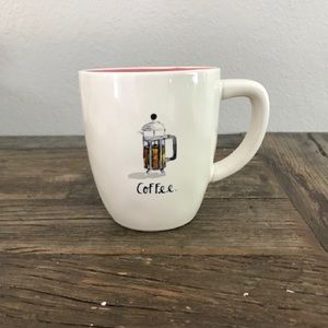 Rae Dunn French Press Coffee Sketch Mug Pink